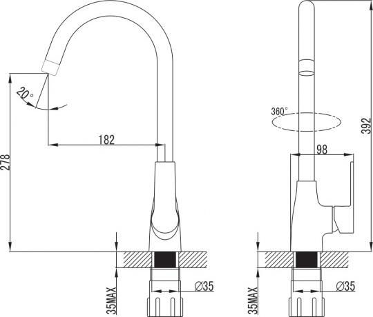 Тумба с раковиной Creto Cafor 110 19-W110L, левая, белая