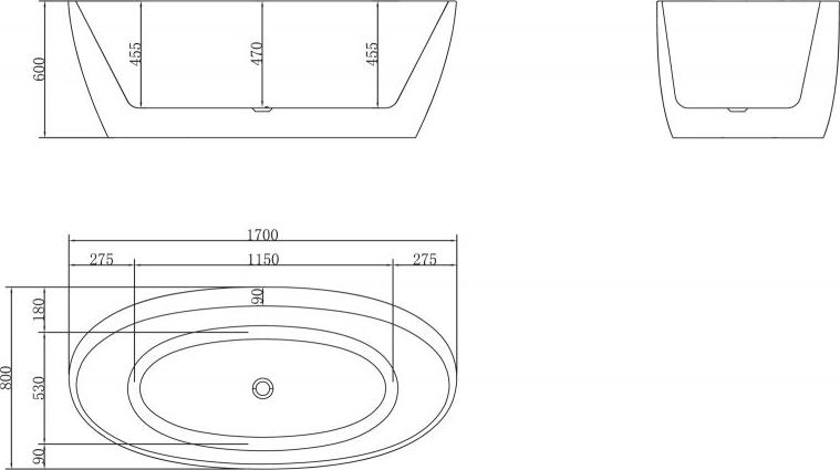 Акриловая ванна BelBagno 170х80 BB404-1700-800