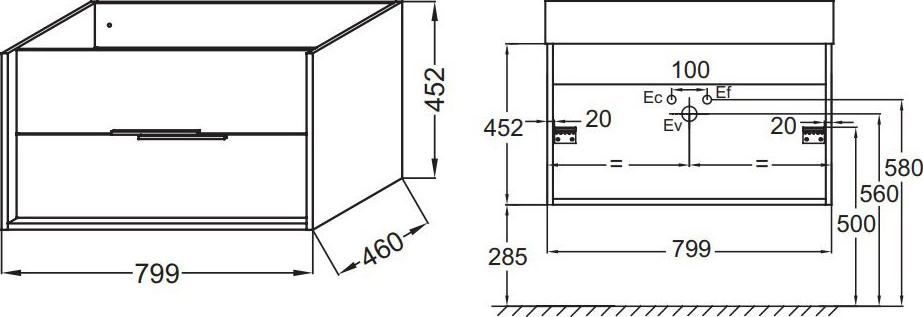 Тумба для комплекта 80 см Jacob Delafon Vivienne EB1507-N18-N18, белый блестящий