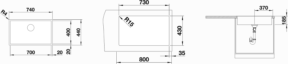 Кухонная мойка Blanco Zerox 700-IF 526246 Dark Steel