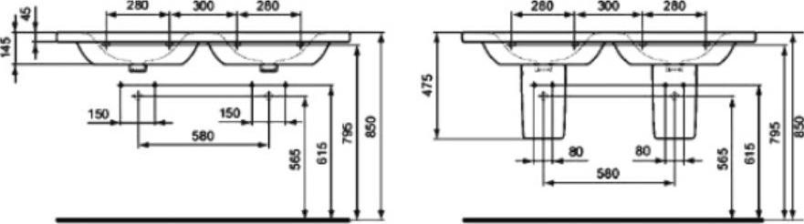 Раковина 130 см Ideal Standard Connect New E813601 двойная