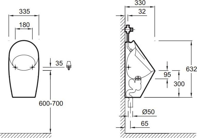 Писсуар подвесной Jacob Delafon Patio E1545-00