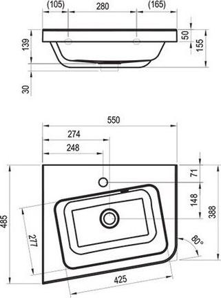 Умывальник Ravak 10° 55х49 L XJIL1155000
