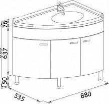 Тумба с раковиной Aquanet Корнер 89 R 00212949 белый