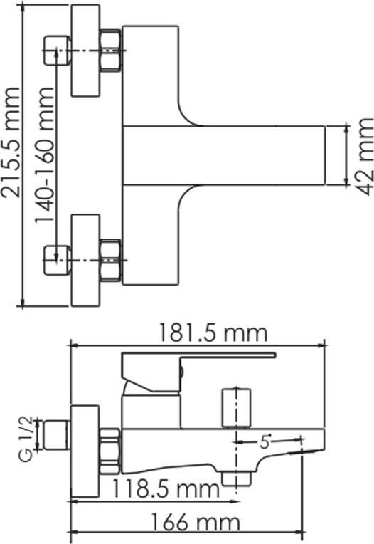 Смеситель для ванны с душем Wasserkraft Abens 2001, черный