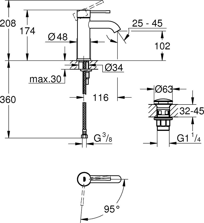 Смеситель для раковины Grohe Essence 23797001