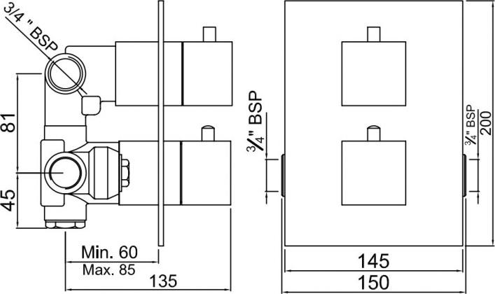 Термостат для ванны Jaquar Kubix Prime KUB-CHR-35651HF, хром