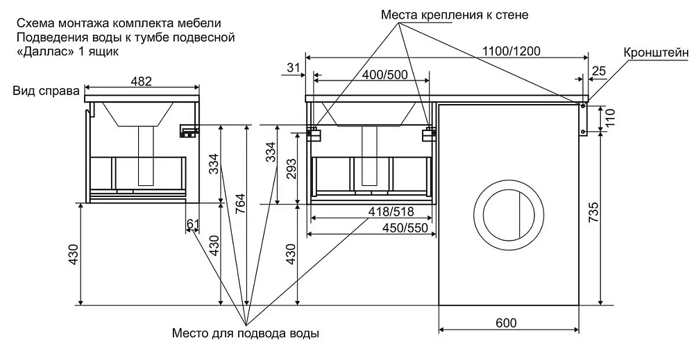 Тумба под раковину Эстет Dallas Luxe ФР-00002321 белый