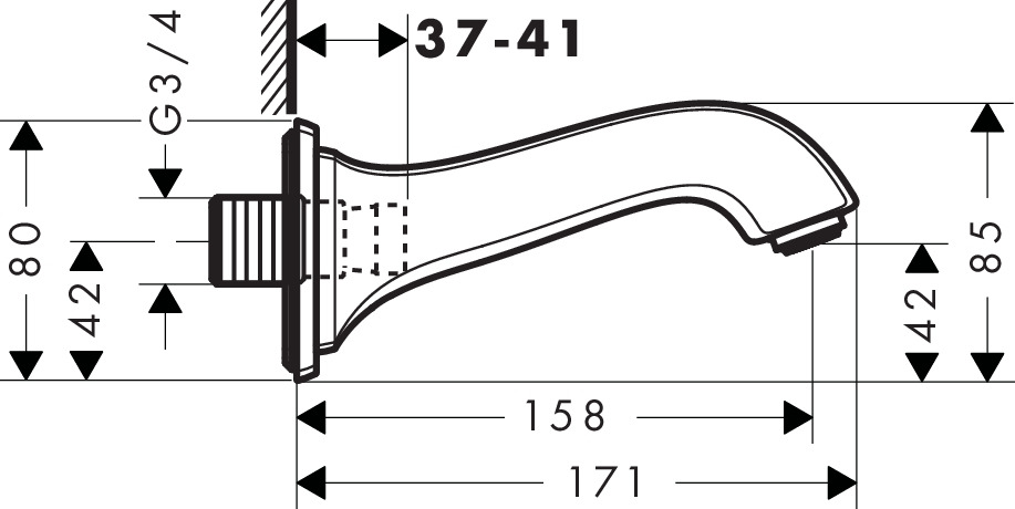 Излив для ванной Hansgrohe Metropol Classic 13425090, хром золото