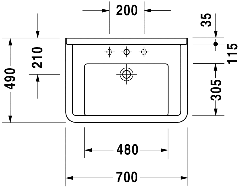 Раковина 70 см Duravit Starck-3 0304700000