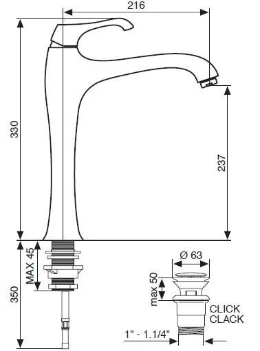 Смеситель для раковины Emmevi Ares 76006OR золото