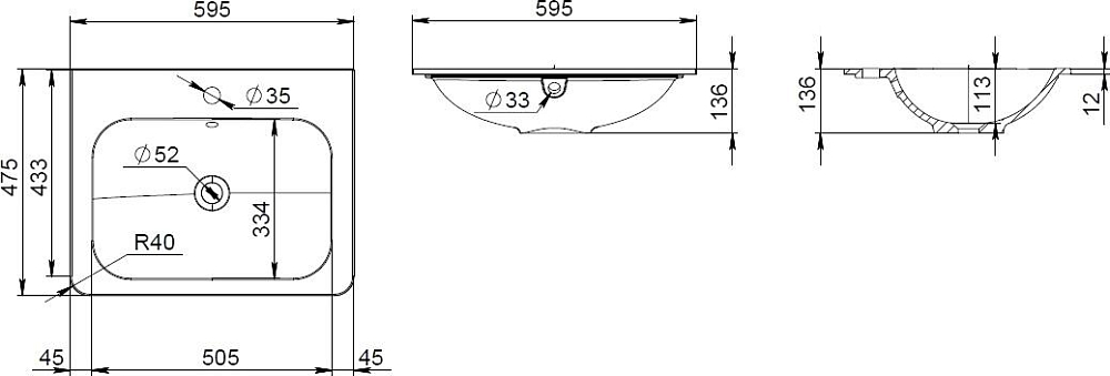 Мебельная раковина 60 см Am.Pm Move M7MWPX0601WG