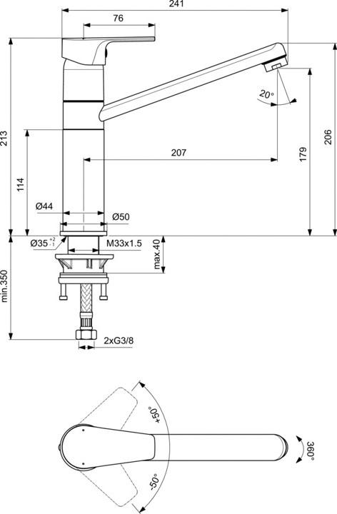 Смеситель для кухни Ideal Standard Cerafine D BC495AA, хром