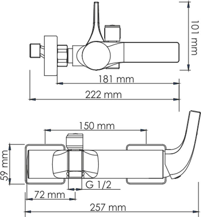 Смеситель для ванны с душем Wasserkraft Sauer 7101, золото