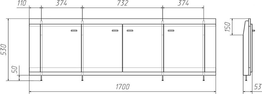 Экран для ванны Misty Балтика 170 см Э-Бал11170-011