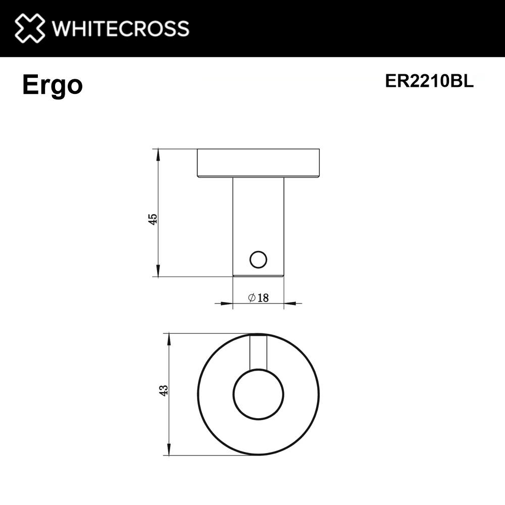 Крючок Whitecross Ergo ER2210BL черный матовый