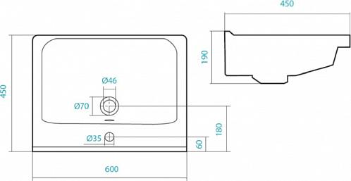 Тумба с раковиной Aquaton Рене 60 1A2585K0NRC80, белый/грецкий орех