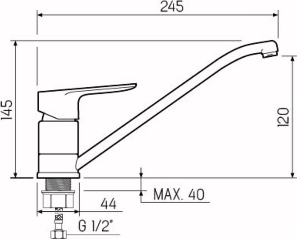 Смеситель для кухни РМС SL131-004F-25, хром