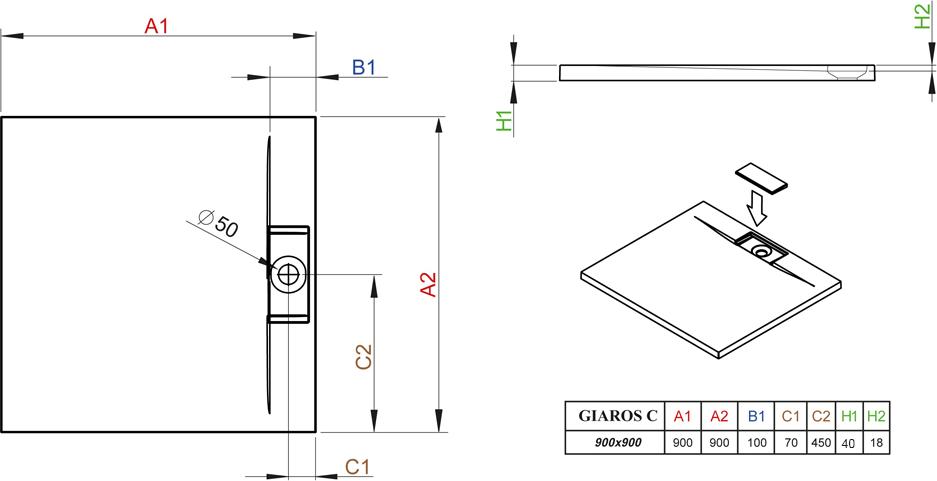 Поддон для душа Radaway Giaros C90