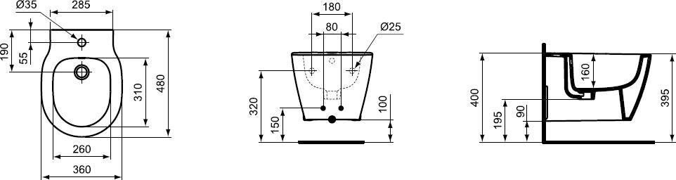 Подвесное биде Ideal Standard Connect Space E120101