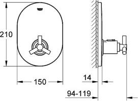 Внешняя часть термостата Grohe Atrio Ypsilon 19392000 хром