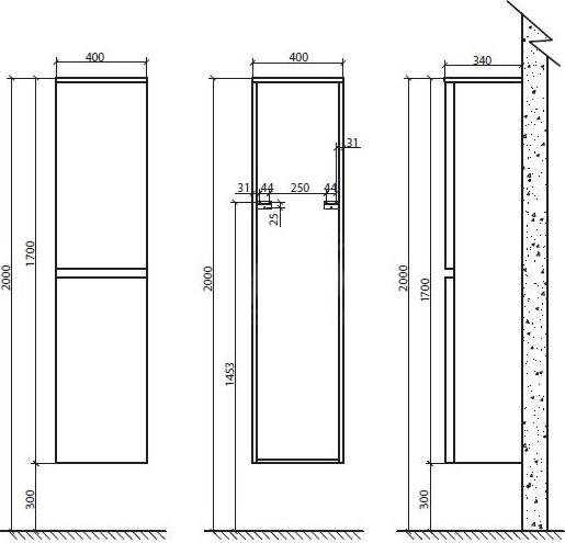 Шкаф-пенал BelBagno Energia-N bianco lucido ENERGIA-N-1700-2A-SC-BL-R