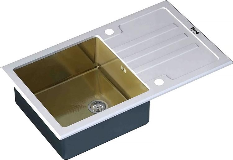 Кухонная мойка Zorg Inox Glass 78х51х20 GL-7851-WHITE-BRONZE