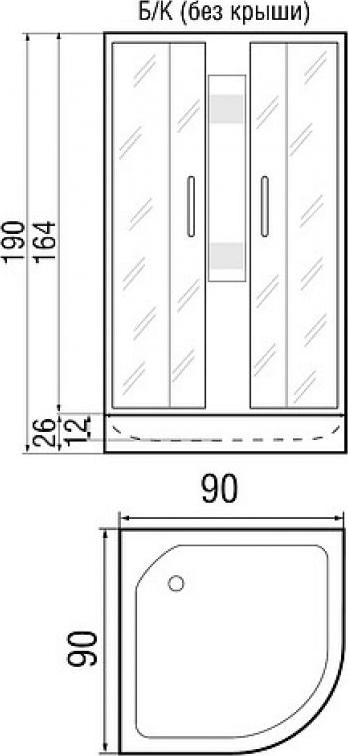 Душевая кабина 90*90*190см River Nara Б/К 90/26 MT