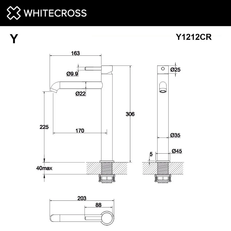 Смеситель для раковины Whitecross Y chrome Y1212CR хром