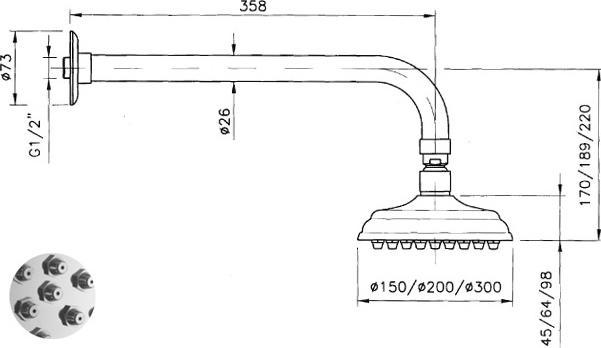 Верхний душ Nicolazzi Classic Shower 5703 BZ 20