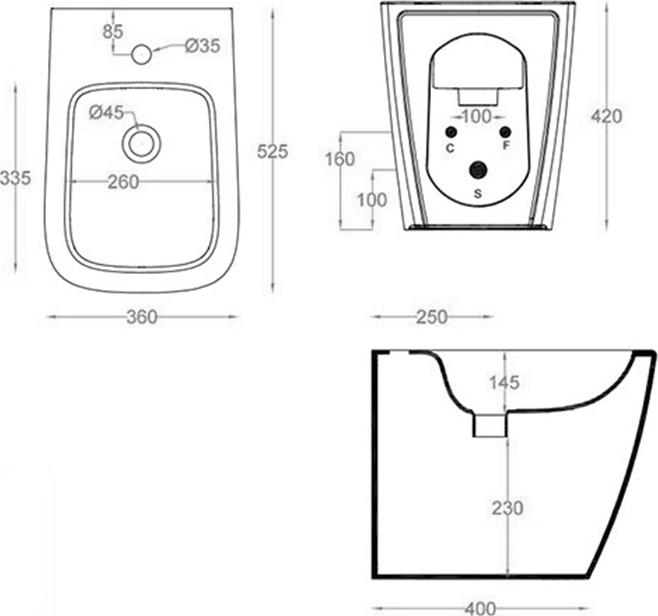 Напольное биде ArtCeram A16 ASB002 01 86*1, белый глянцевый