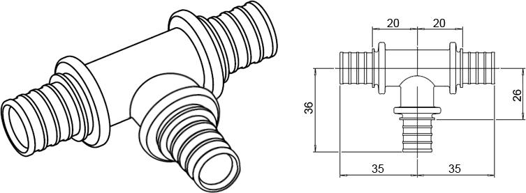 Тройник Rehau Rautherm S 32-10-32