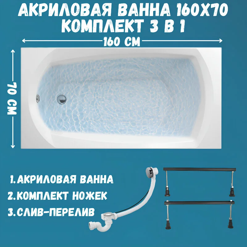 Акриловая ванна 1MarKa Elegance 01эл1670кс1 белый