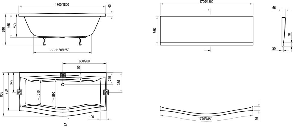 Акриловая ванна Ravak Magnolia 180x75 C601000000