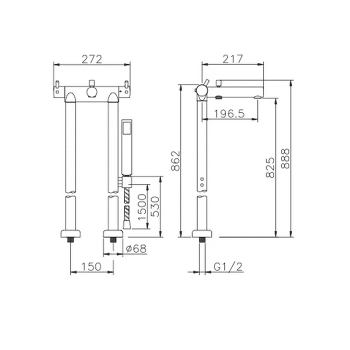 Смеситель для ванны с душем Huber Kiruna KRT3901021 хром