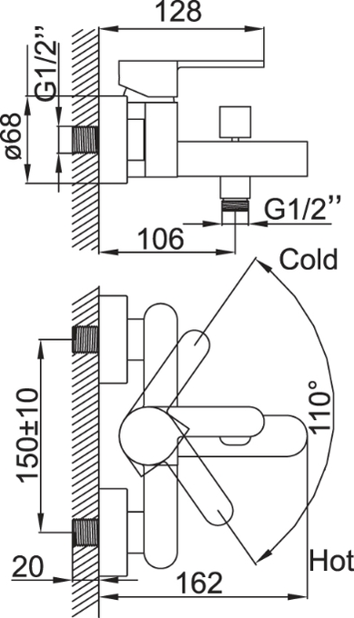 Смеситель для ванны с душем Iddis Renior RENSB00I02, хром