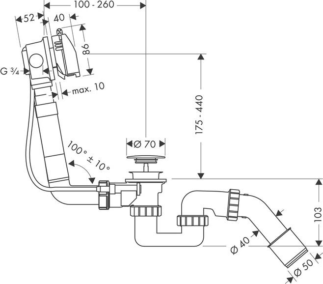 Слив-перелив на ванну Hansgrohe Exafill S 58123000