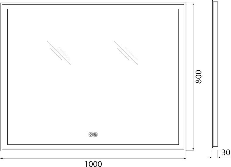 Зеркало BelBagno SPC-GRT-1000-800-LED-TCH-WARM с подсветкой и сенсорным выключателем