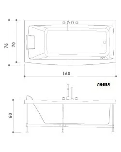 Акриловая ванна Jacuzzi Versa 9450-123A Sx/Dx белый