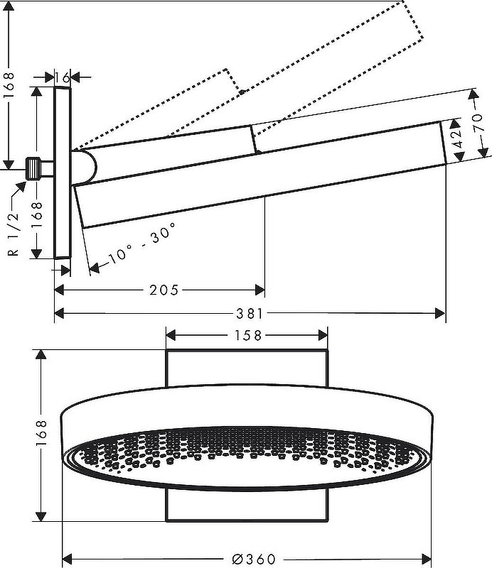 Верхний душ Hansgrohe Rainfinity 360 1jet 26230990, золото