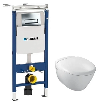 Инсталляция Geberit с унитазом Jacob Delafon Presquile E4440-00, сиденье микролифт, комплект 295185