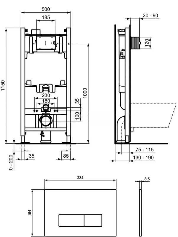 Инсталляция Cersanit Aqua Prime P 50Z с унитазом Stworki Стокгольм Clean On DPL EO slim 63428, крышка микролифт, клавиша хром глянцевый, А63476/63428/P-BU-ACN-CIR/Cg