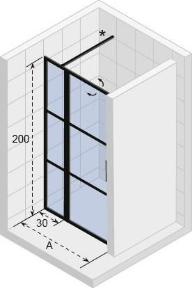 Душевая дверь Riho Grid GB104 G004006121, 130x200 см с фиксированной частью 30 см