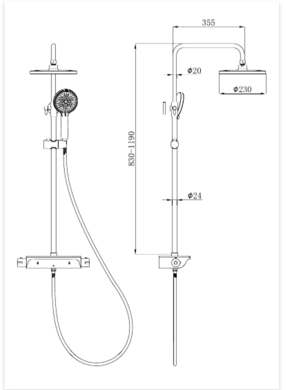 Душевая стойка beWash BV0MMSS6617 со смесителем, хром