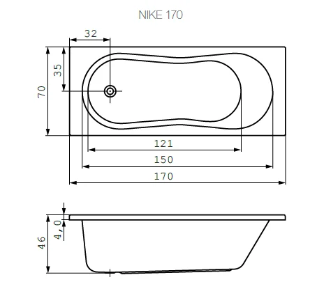 Акриловая ванна Cersanit Nike WP-NIKE*170-W белый