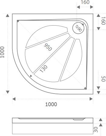 Поддон для душа Good Door Эклипс 100x100 с ножками и поддоном