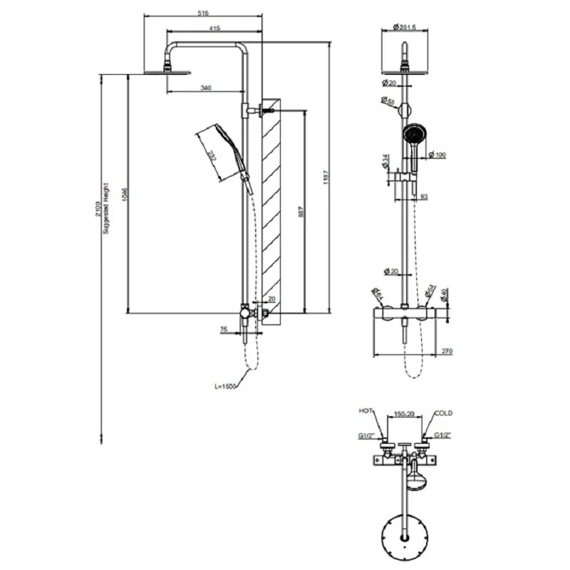 Душевая система Gessi Emporio Shower 35181/031 хром