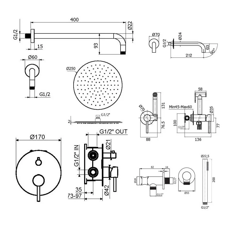 Смеситель для ванны с душем Plumberia Selection Ixo KITZXO19GR60 черный