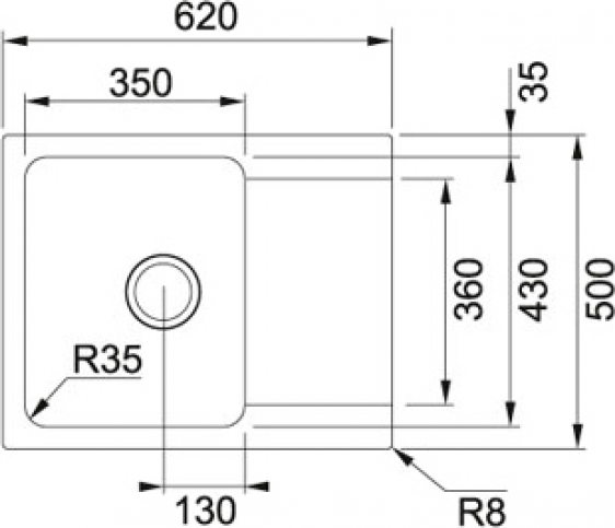 Кухонная мойка 62 см Franke Orion OID 611-62 3,5" 114.0443.357, кофе