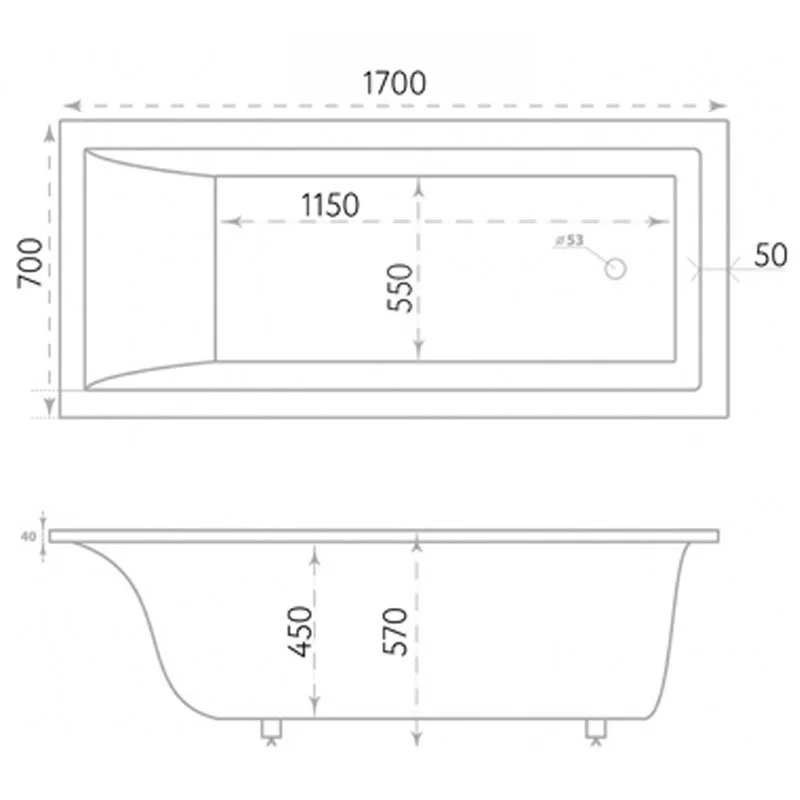 Ванна из искуственного камня Marmo Bagno Алесса MB-ALN170-70 белый